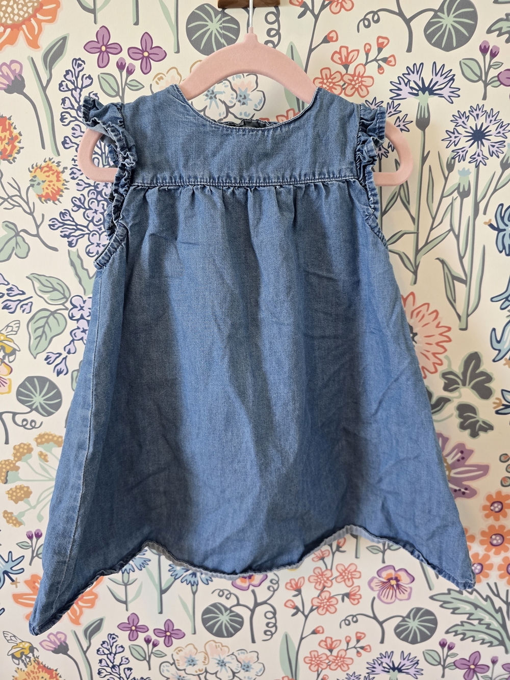 H&M Blue Denim Sleeveless Ruffle Toddler Dress